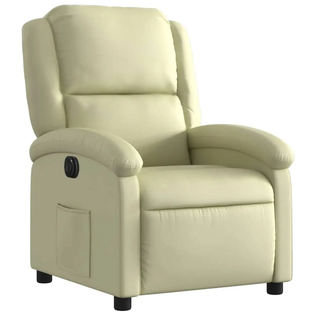 Electric Recliner Chair Adjustable Footrest Backrest Cream Leather