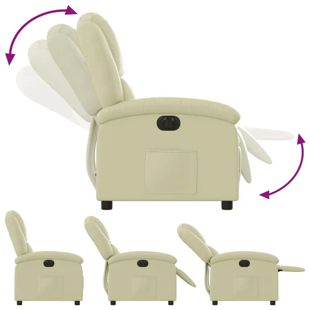 Electric Recliner Chair Adjustable Footrest Backrest Cream Leather