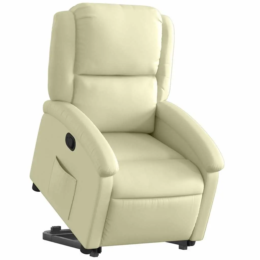 Stand Up Recliner Chair Power Lift Electric Cream Leather