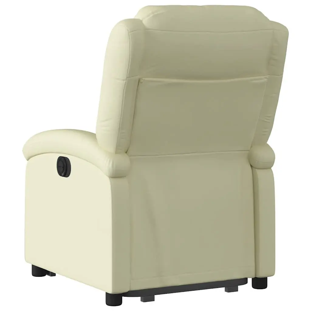 Stand Up Recliner Chair Power Lift Electric Cream Leather