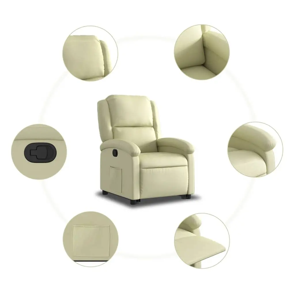 Stand Up Recliner Chair Power Lift Electric Cream Leather
