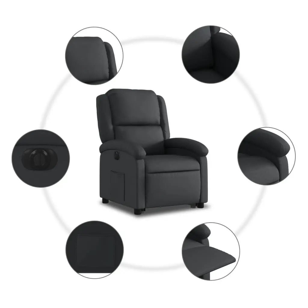 Electric Stand Up Recliner Chair Power Lift Reclining Function Black Leather