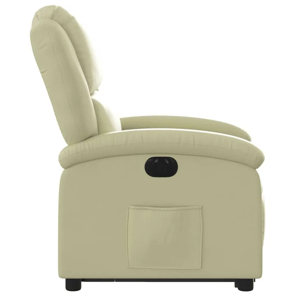 Electric Recliner Chair Power Lift Function Cream Leather