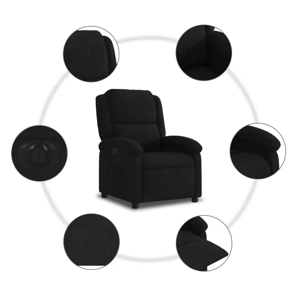 Electric Recliner Chair Velvet Black Auto Reclining Backrest Footrest