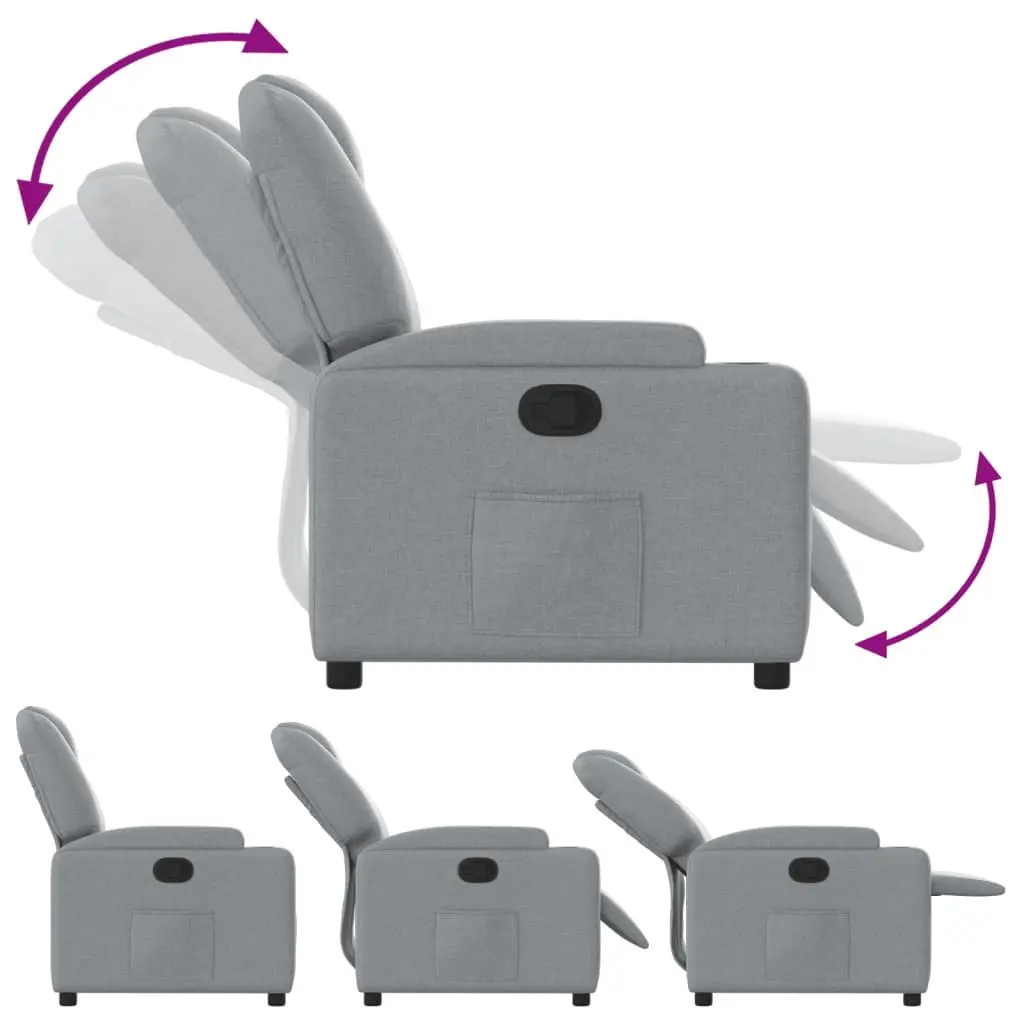Recliner Chair Grey Fabric Manual Recline Armchair with Cup Holders Side Pocket
