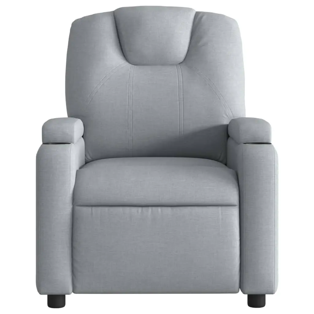 Recliner Chair Grey Fabric Manual Recline Armchair with Cup Holders Side Pocket