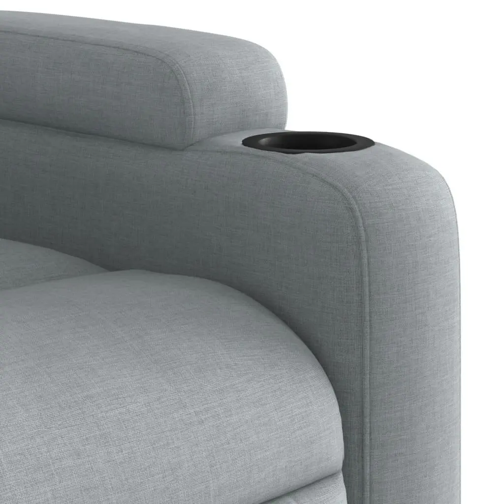 Recliner Chair Grey Fabric Manual Recline Armchair with Cup Holders Side Pocket