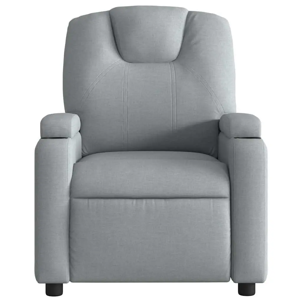 Massage Recliner Chair Manual Recline Vibration Light Grey Fabric