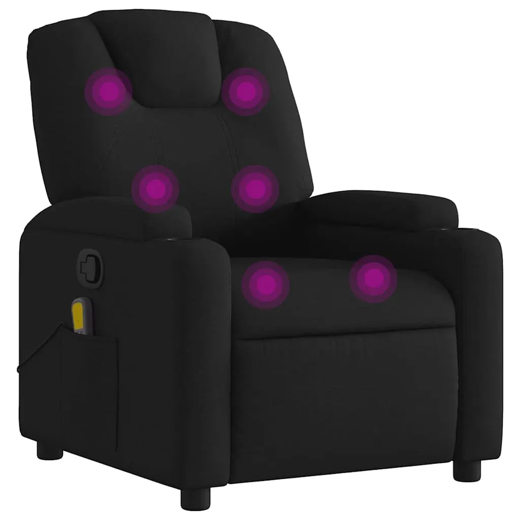 Massage Recliner Chair Manual Reclining 6 Massage Points Black Fabric