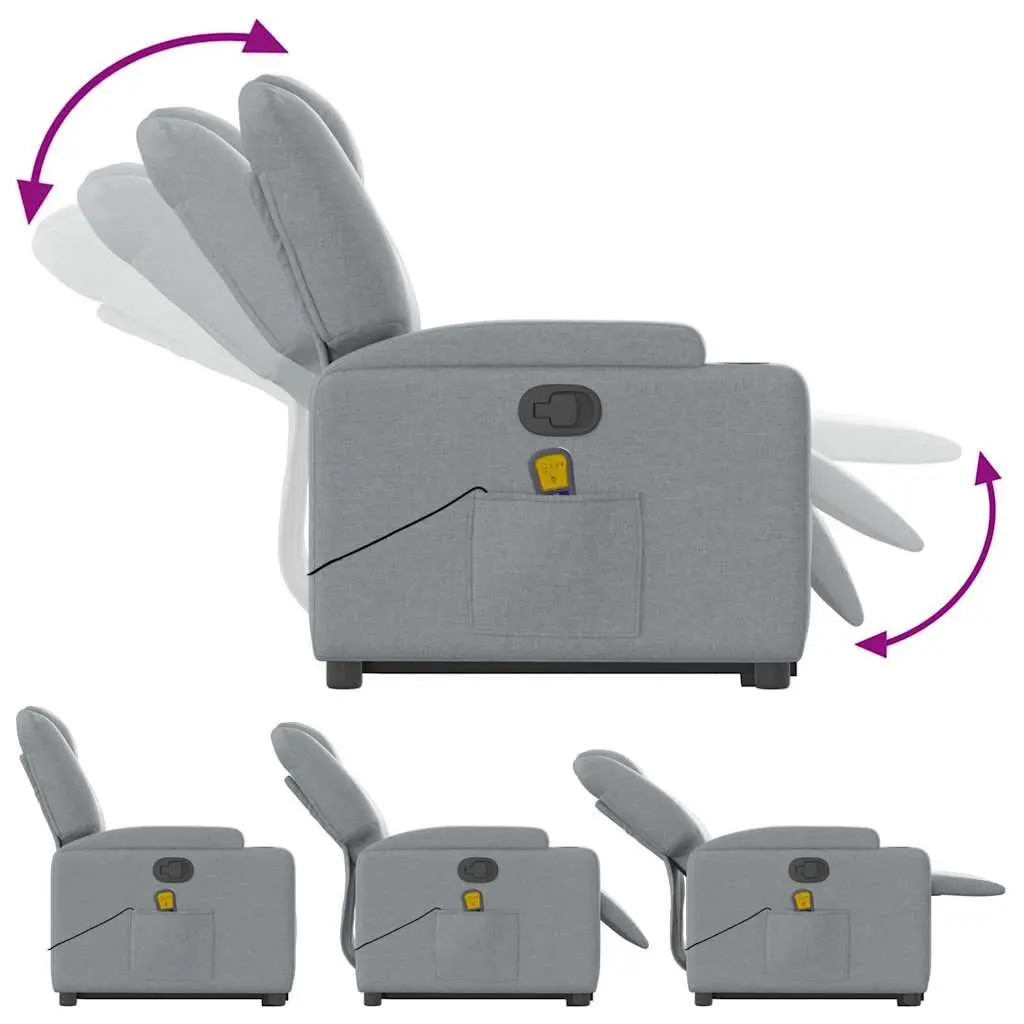 Electric Massage Chair Power Lift Function Grey Fabric Recliner