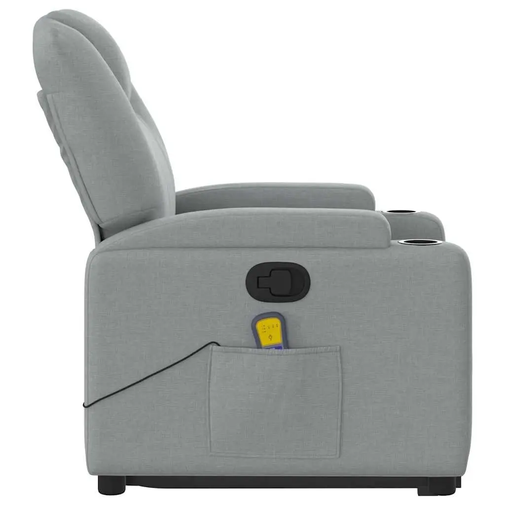 Electric Massage Chair Power Lift Function Grey Fabric Recliner