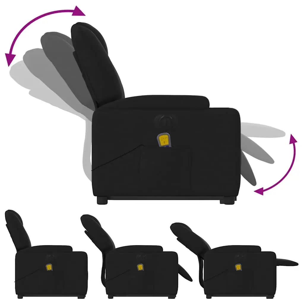 Electric Massage Chair Power Lift Recline Vibration Black Fabric