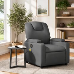 Massage Recliner Chair Grey Manual Recline 6 Vibration Points Remote Control