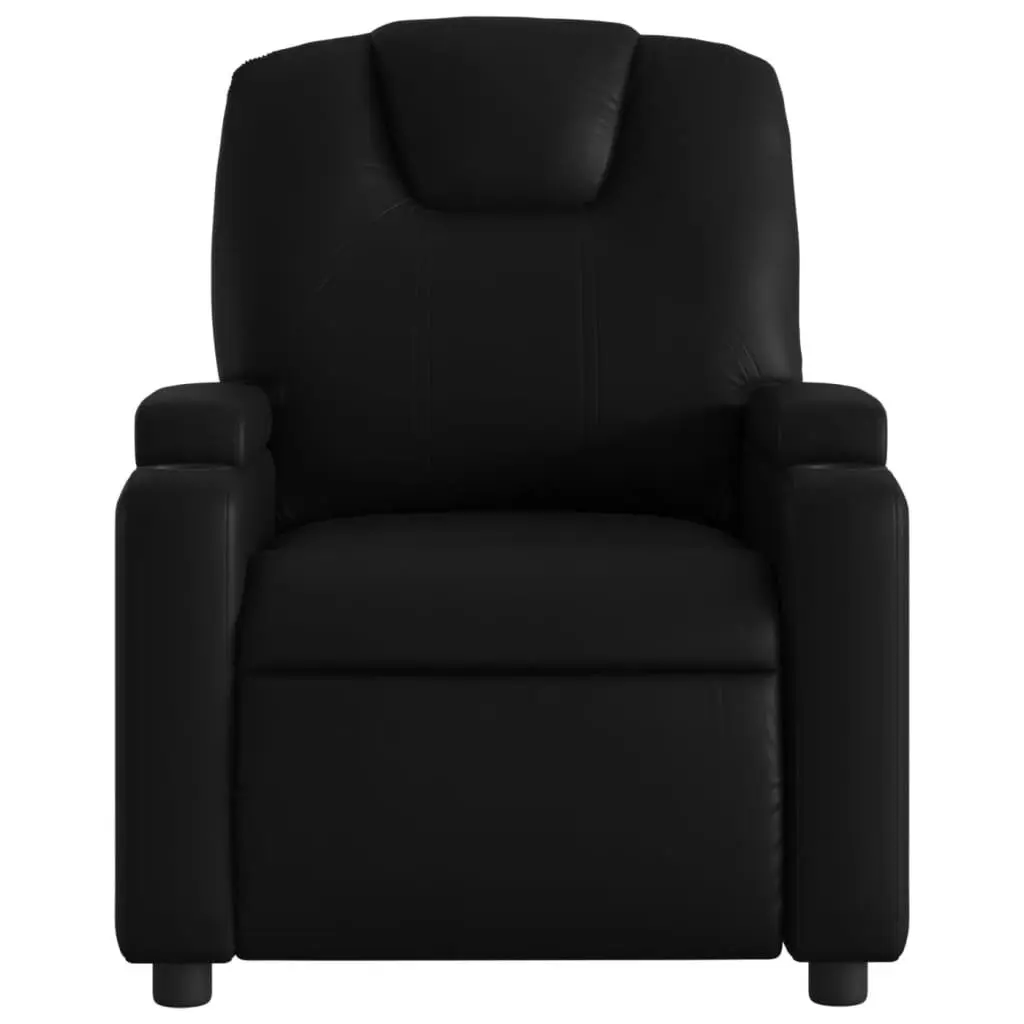Electric Recliner Chair Motorized Adjustment Black Faux Leather Armchair with Cup Holders