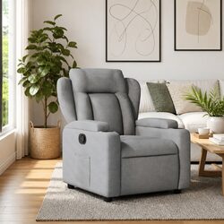 Recliner Chair Manual Reclining Armchair with Footrest Cup Holders Side Pocket