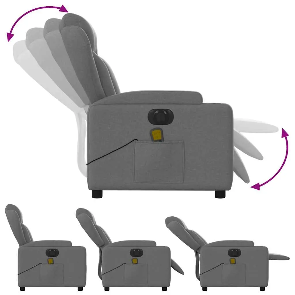 Electric Massage Recliner Chair Electric Reclining Function Grey Fabric