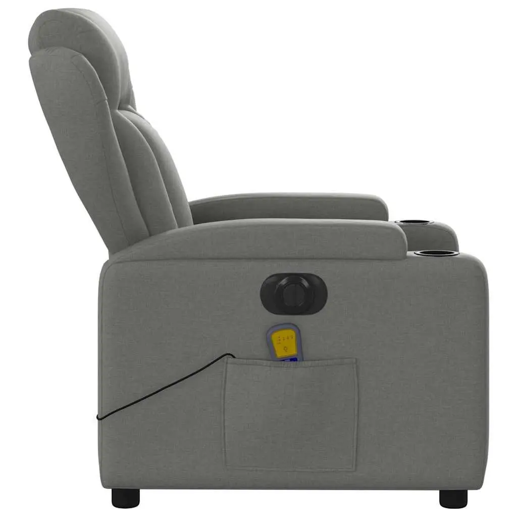 Electric Massage Recliner Chair Electric Reclining Function Grey Fabric