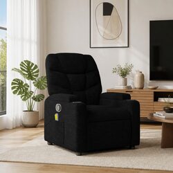 Massage Recliner Chair Black Fabric Manual Recline Vibration Armchair Lounge