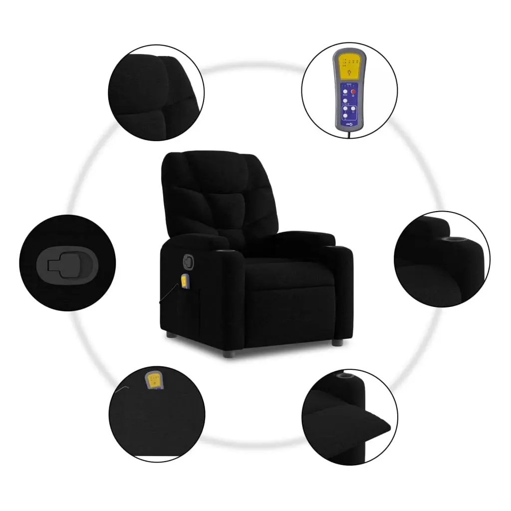 Electric Massage Recliner Chair Power Lift Black Fabric