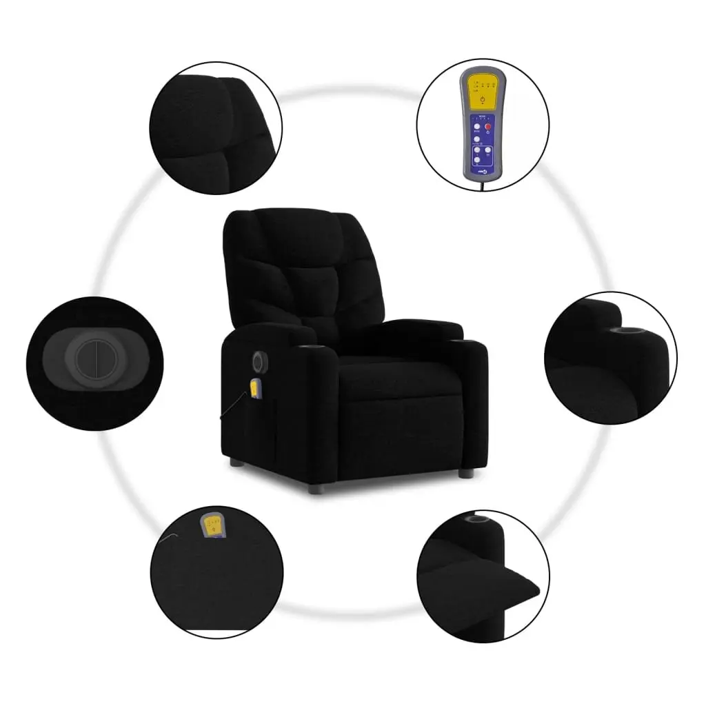 Electric Massage Recliner Chair Power Lift Recline Black Fabric