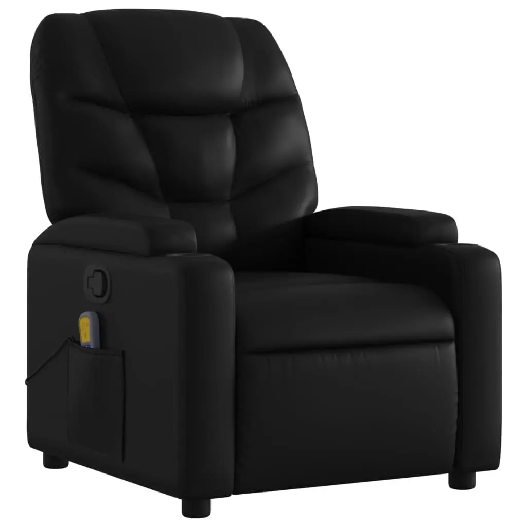 Massage Recliner Chair Manual Reclining Function Black Faux Leather