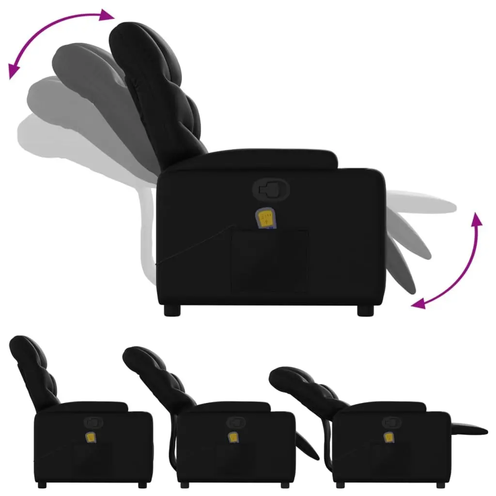 Massage Recliner Chair Manual Reclining Function Black Faux Leather