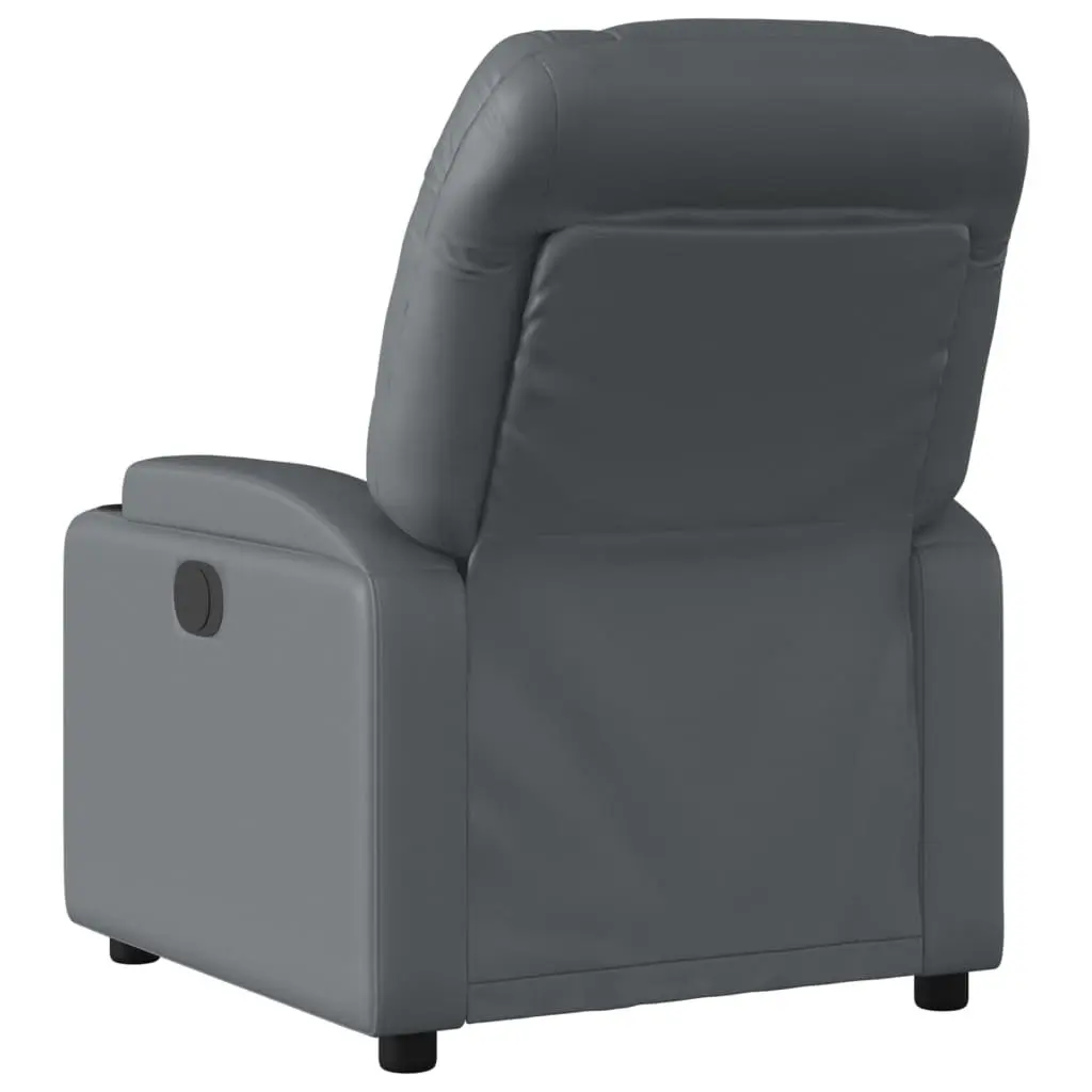 Massage Recliner Chair Manual Recline Vibration Grey Faux Leather