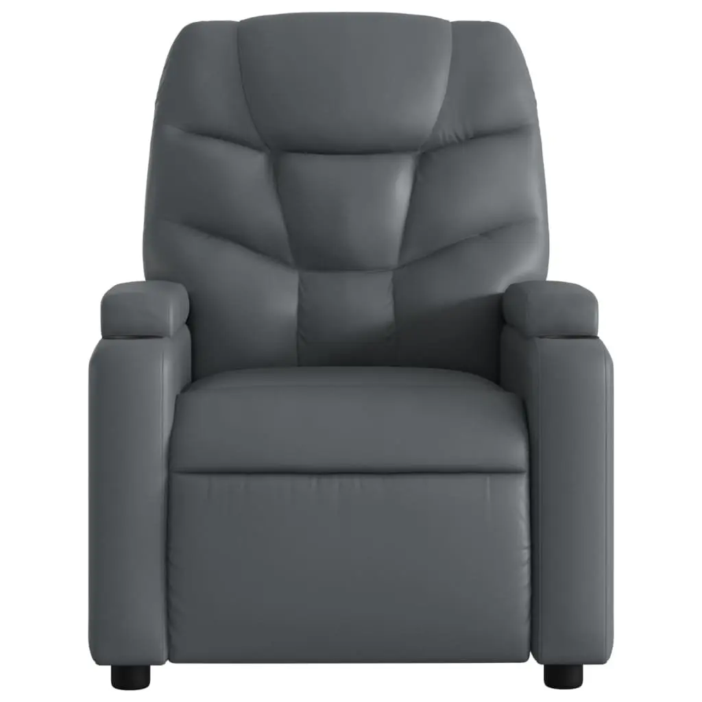 Massage Recliner Chair Manual Recline Vibration Grey Faux Leather