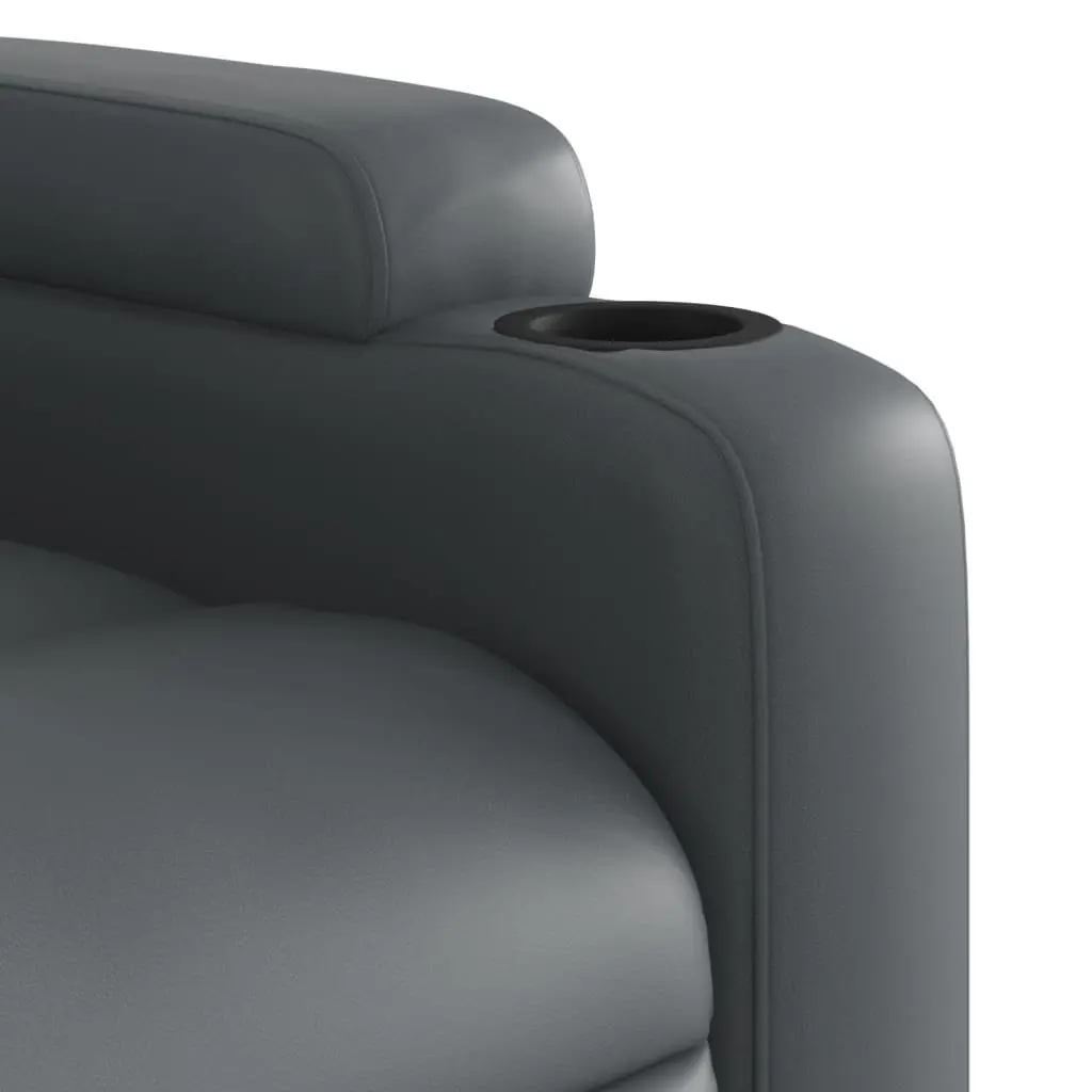 Massage Recliner Chair Manual Recline Vibration Grey Faux Leather