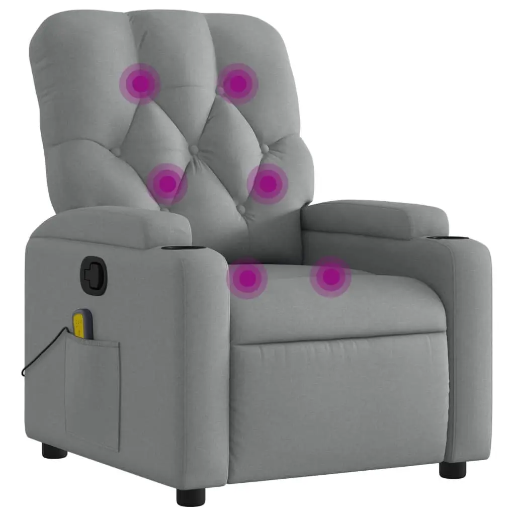 Massage Recliner Chair Manual Recline Vibration Light Grey Fabric