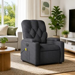 Massage Recliner Chair Grey Fabric Manual Reclining Armchair with Vibration