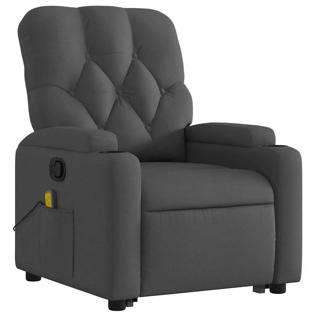 Stand Up Massage Recliner Chair Grey Fabric Power Lift Manual Recline Armchair