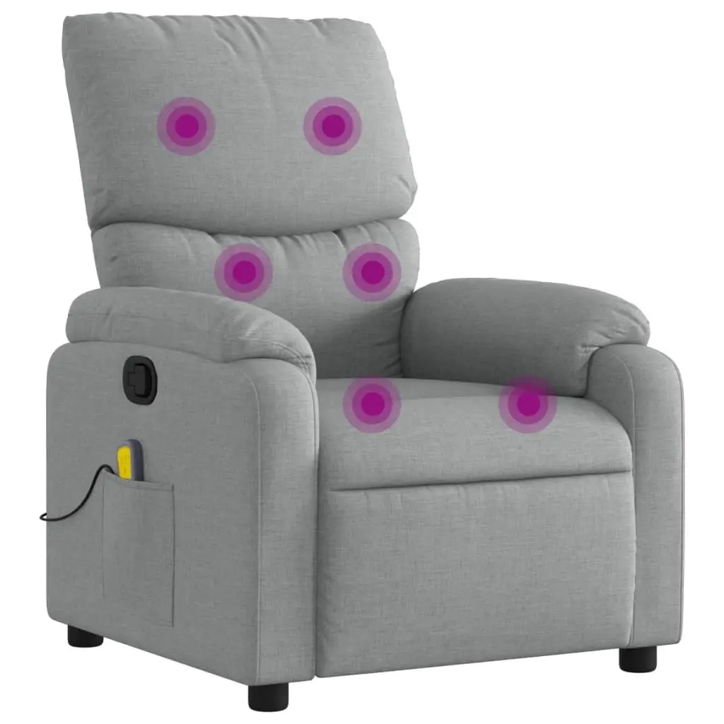 Massage Recliner Chair Grey Fabric Manual Recline Vibration 6 Points Armchair