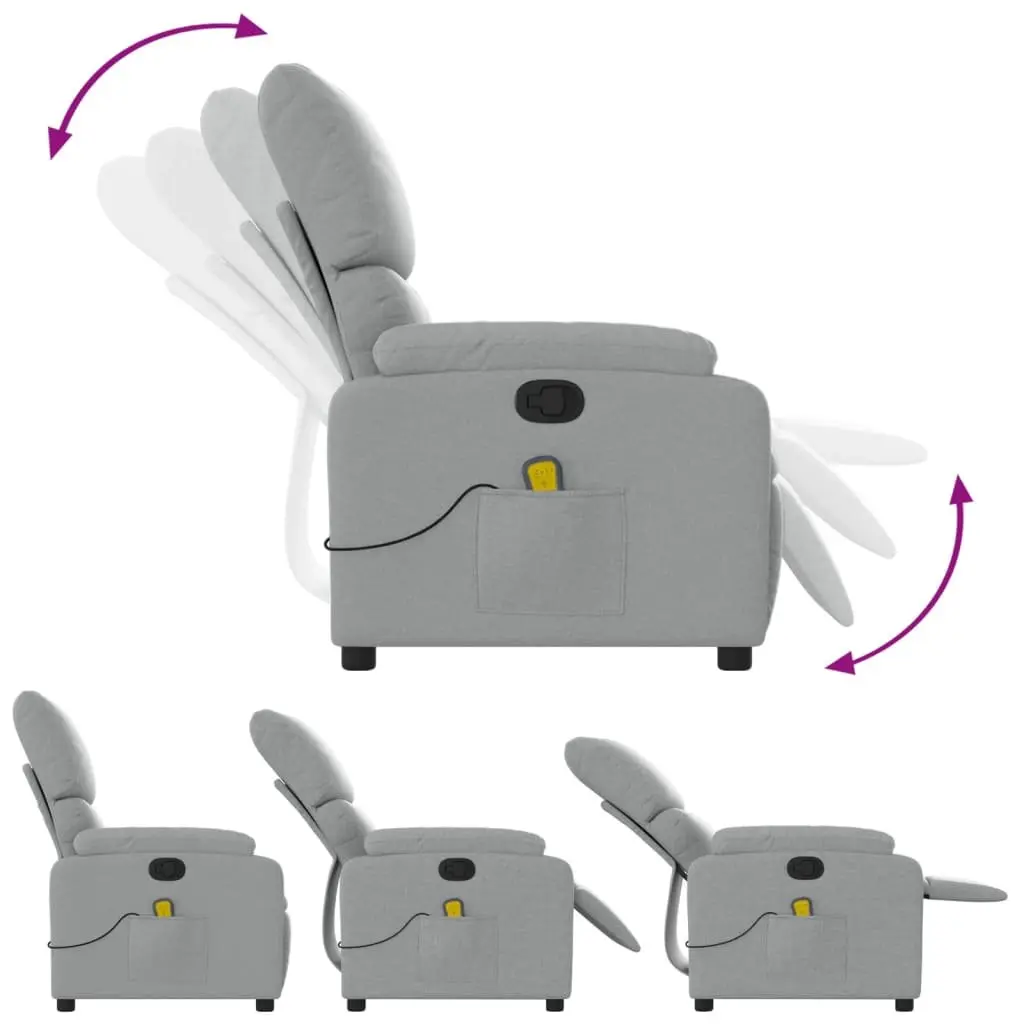 Massage Recliner Chair Grey Fabric Manual Recline Vibration 6 Points Armchair