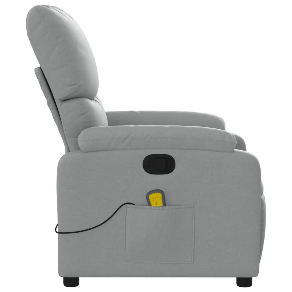 Massage Recliner Chair Grey Fabric Manual Recline Vibration 6 Points Armchair