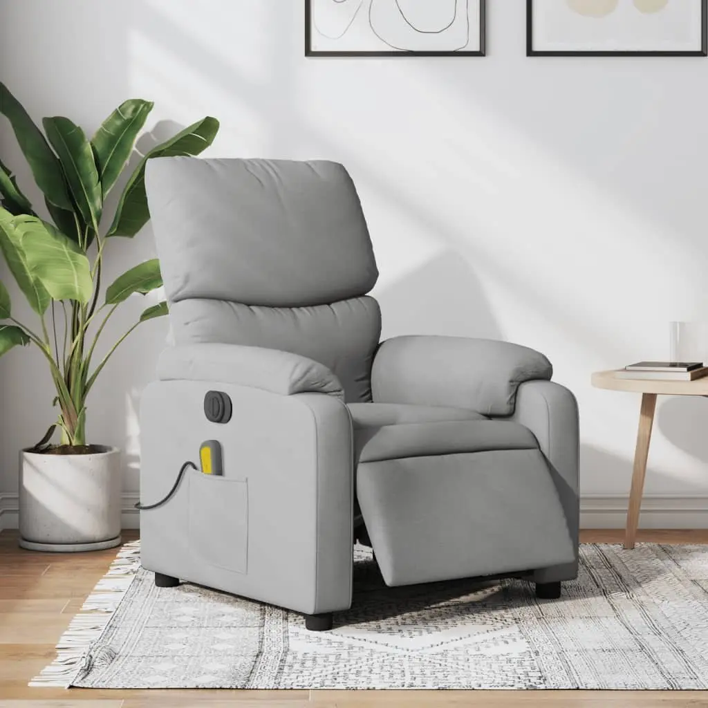 Electric Massage Recliner Chair Grey Fabric Armchair Vibration Relax Lounge