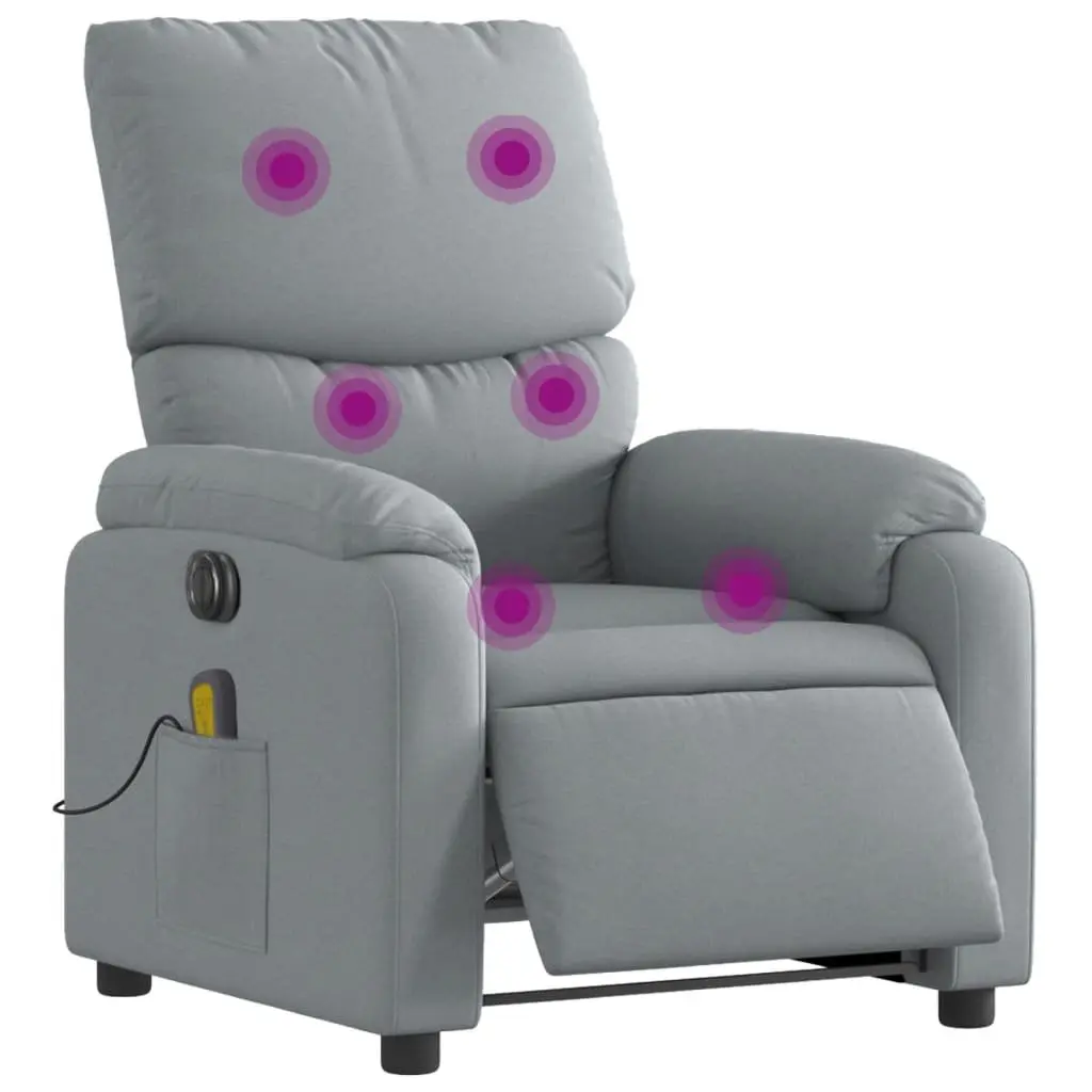 Electric Massage Recliner Chair Grey Fabric Armchair Vibration Relax Lounge