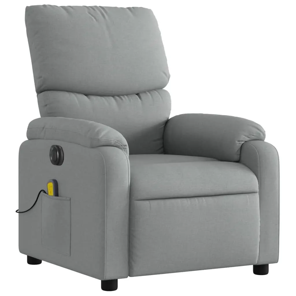 Electric Massage Recliner Chair Grey Fabric Armchair Vibration Relax Lounge