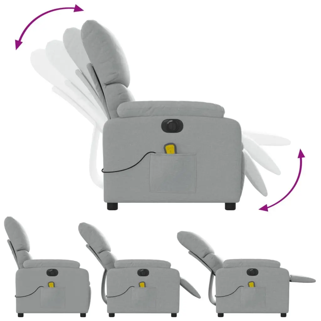 Electric Massage Recliner Chair Grey Fabric Armchair Vibration Relax Lounge