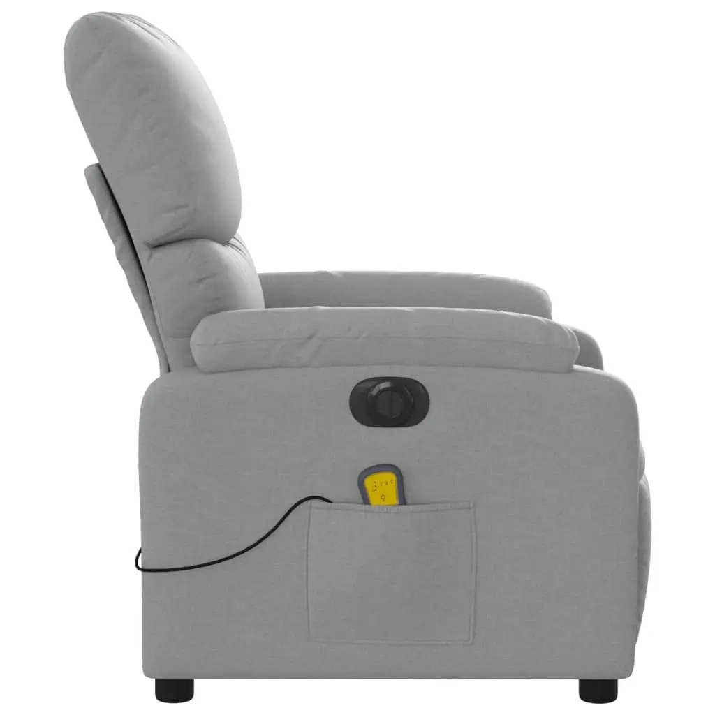 Electric Massage Recliner Chair Grey Fabric Armchair Vibration Relax Lounge