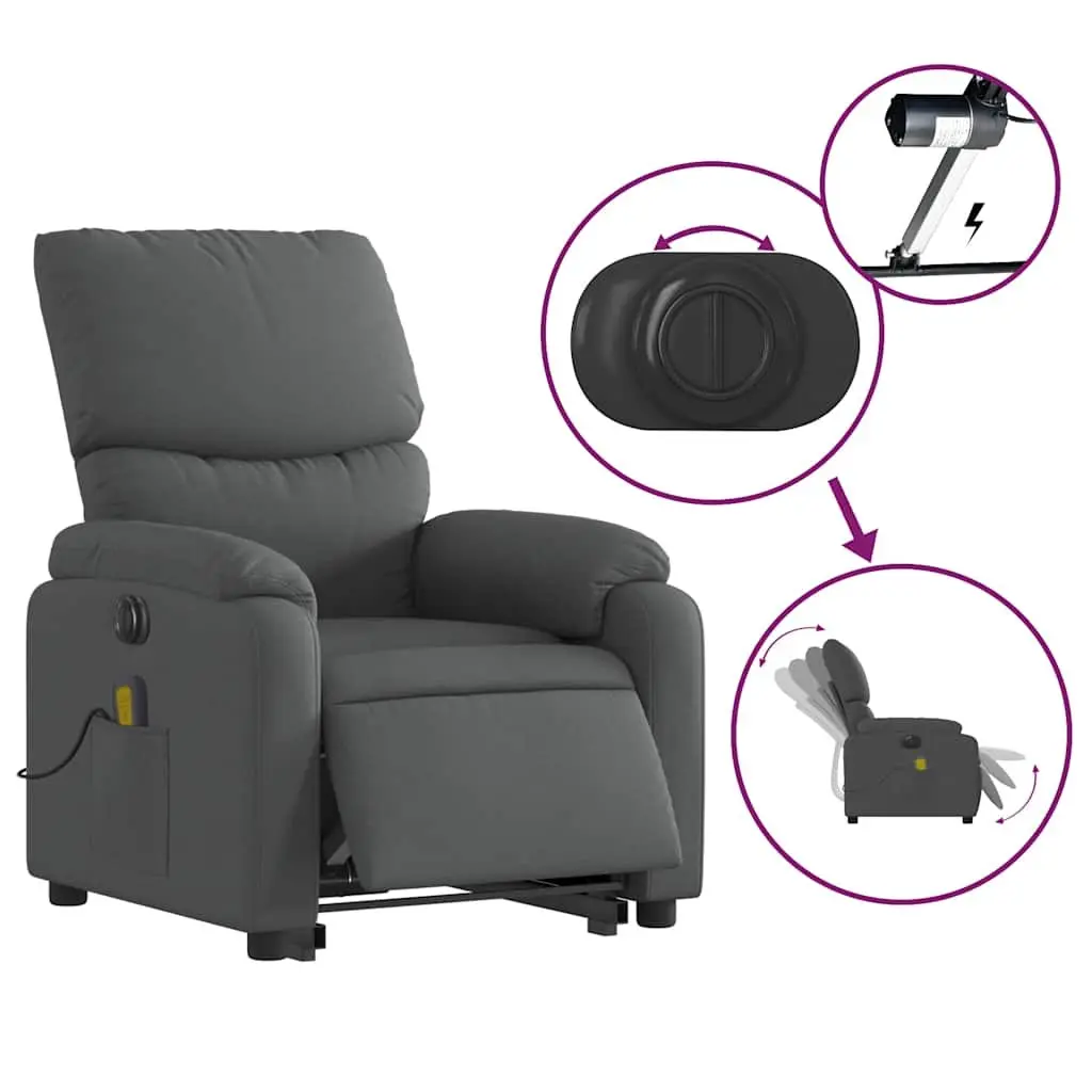 Electric Massage Recliner Chair Power Lift Electric Reclining Grey Fabric