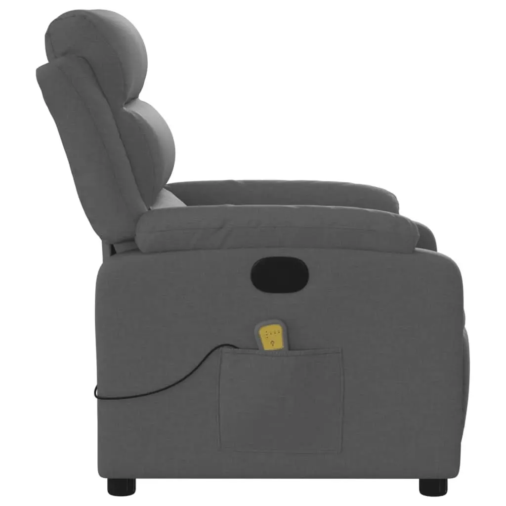 Massage Recliner Chair Manual Recline 135 Degrees Grey Fabric Vibration