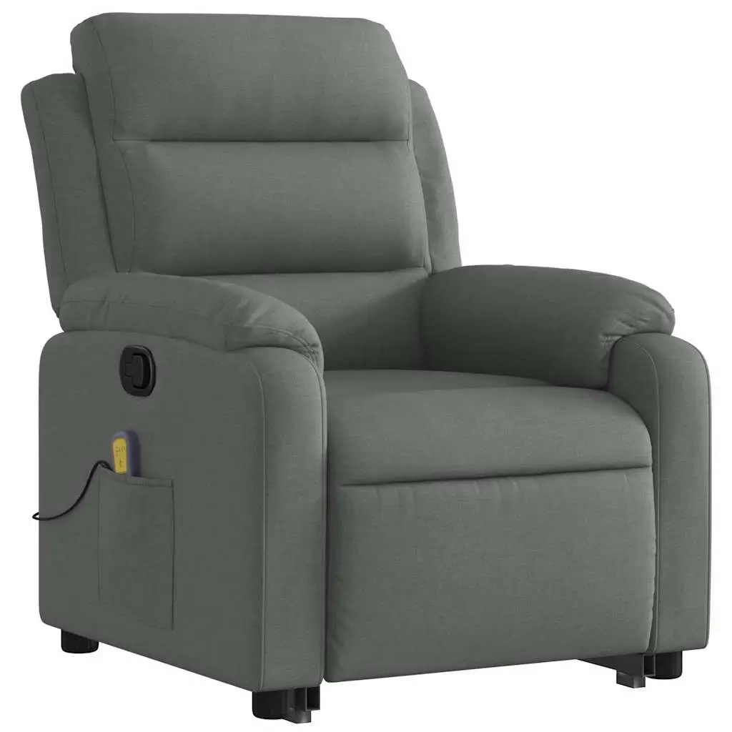 Electric Massage Recliner Chair Power Lift Function Manual Reclining Grey Fabric