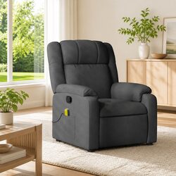 Massage Recliner Chair Grey Fabric Manual Reclining Armchair with Vibration