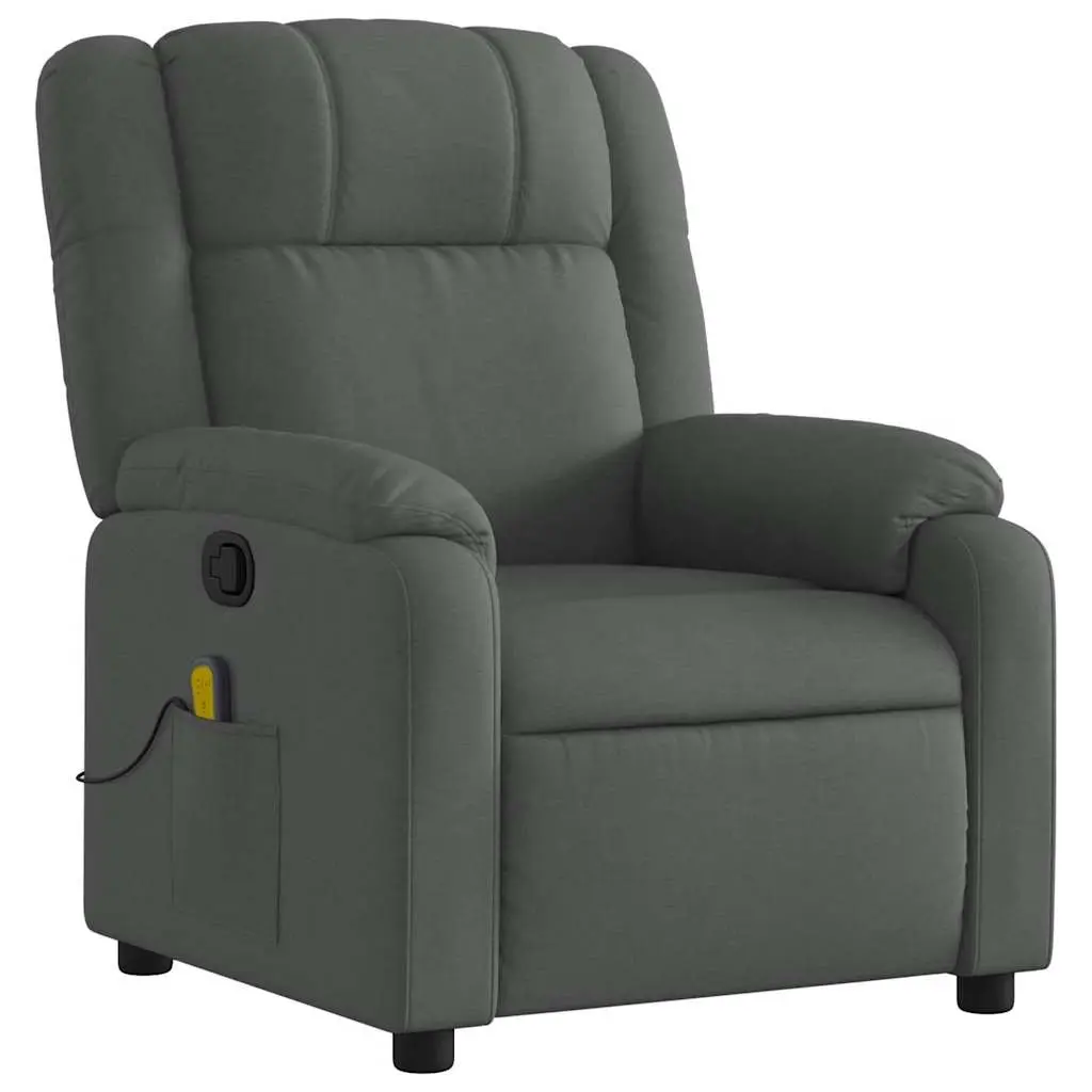 Massage Recliner Chair Manual Reclining Function Vibration Massage Grey Fabric