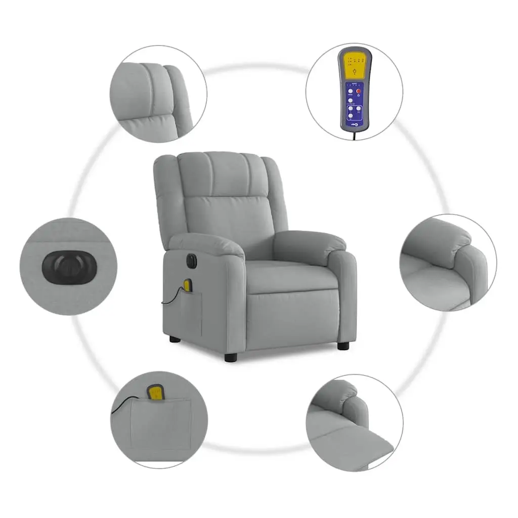 Electric Massage Recliner Chair Vibration Massage Grey Fabric