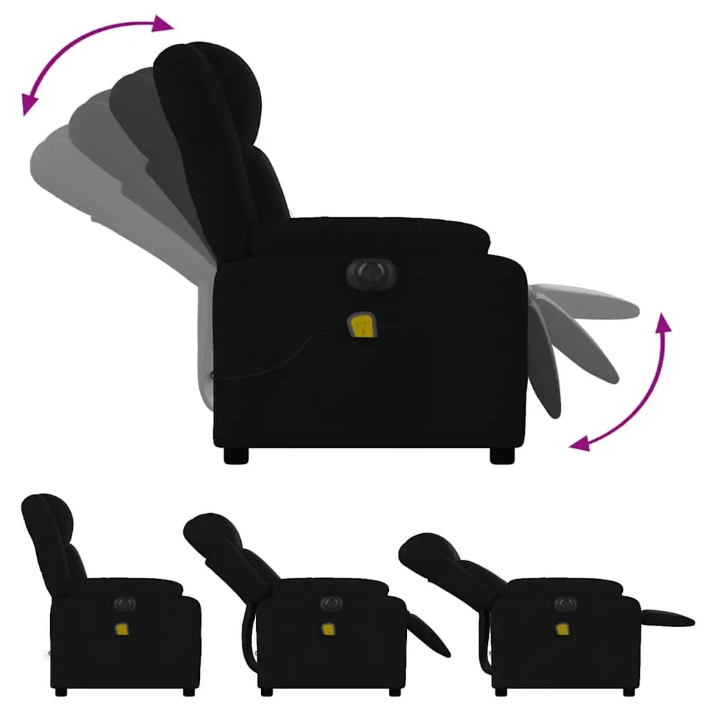 Electric Massage Recliner Chair Automatic Reclining Function Black Fabric