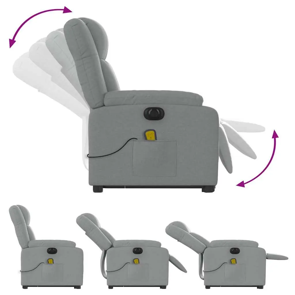 Electric Massage Chair Power Lift Recliner Grey Fabric