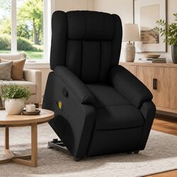 Electric Massage Recliner Chair Black Faux Leather Armchair Adjustable Footrest