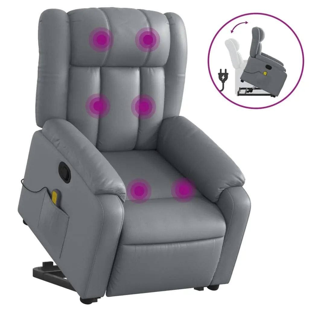 Electric Massage Recliner Chair Adjustable Footrest Grey Faux Leather